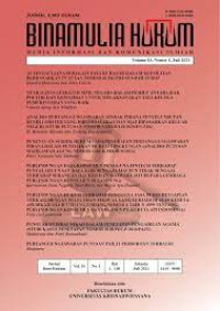 Jurnal Ilmu Hukum Binamulia Hukum Media Informasi dan Komunikasi Ilmiah